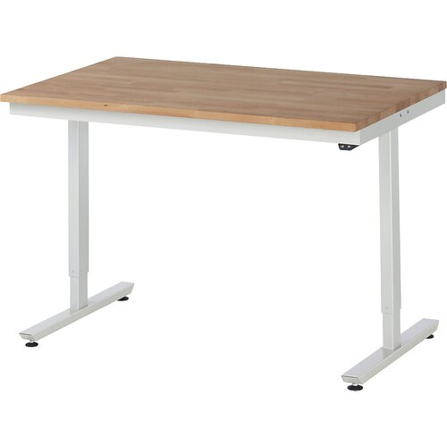 RAU Delovna miza z električno nastavitvijo višine, masivna bukovina, nosilnost 150 kg, ŠxG 1250 x 800 mm Cene