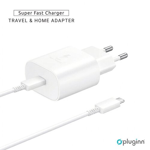  Kućni Punjač Plugi AJ-25 KP-614C PD Fast 25W za Samsung sa PD Type C kablom CE beli Slike