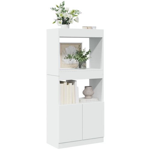VidaXL Visoka omara bela 63x33x140 cm inženirski les Slike