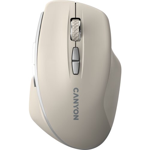 Canyon MW-21, 2.4 ghz wireless mouse ,with 7 buttons, dpi 800/1200/1600, battery: AAA*2pcs,Cosmic Latte,72*117*41mm, 0.075kg Slike
