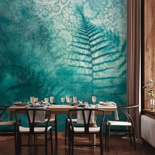  Foto tapeta - In a forest retreat - abstract composition with ferns and patterns 200x140 Slike