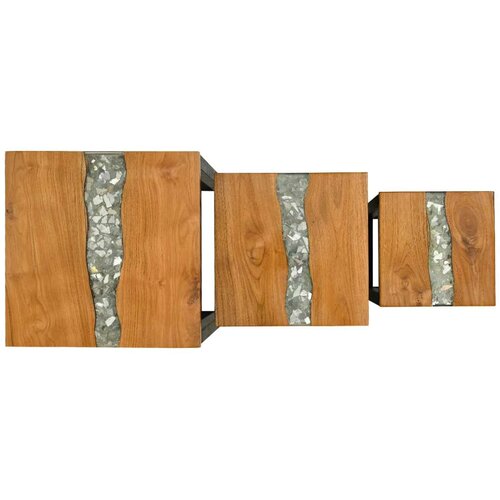  Stol za slaganje 3 pcs Smeđa Čvrsto teak drvo Slike