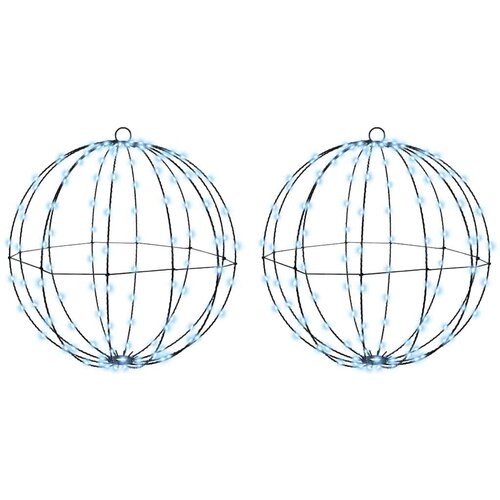 VidaXL Žogica med 192 LED 2 pcs Hladno bela 40 cm Kovina Slike