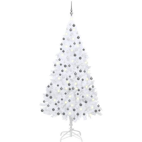 vidaXL umjetno božićno drvce LED s kuglicama bijelo 210 cm PVC Cijene