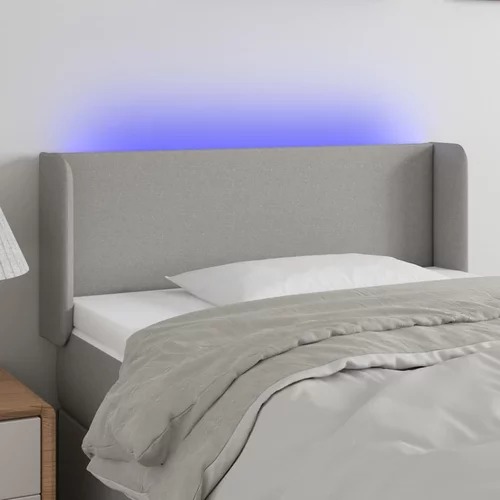 vidaXL LED posteljno vzglavje svetlo sivo 93x16x78/88 cm blago