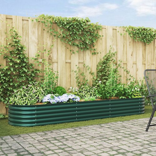 VidaXL Vrtno povi&amp;scaron;ano leži&amp;scaron;če Zeleno Galvanizirano jeklo 320 x 80 x 44 cm Slike