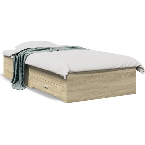  Okvir kreveta s ladicama boja hrasta sonome 75x190 cm drveni
