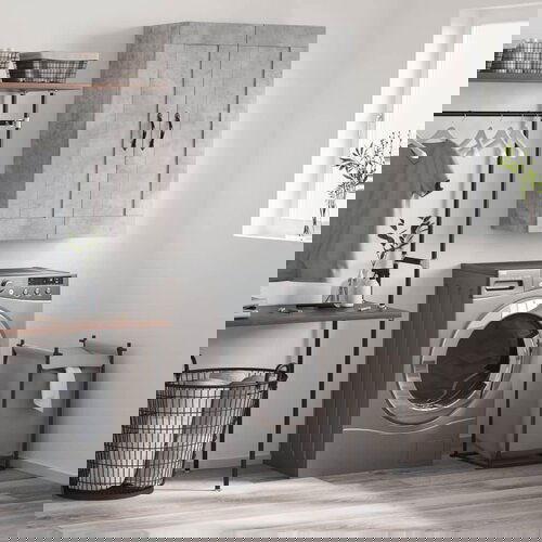 vidaXL Stenska omarica betonsko siva 69,5x34x90 cm inženirski les Cene
