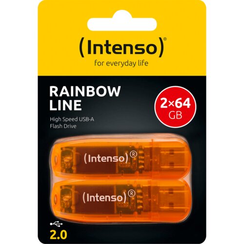  (Intenso) USB Flash drive 64GB Hi-Speed USB 2.0,Rainbow Line, 2 kom – USB2.0-64GB/Rainbow, 2 kom Cene