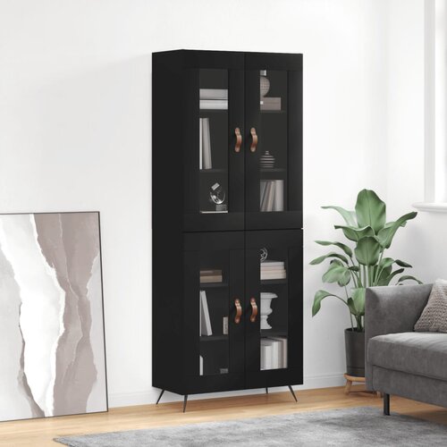 VidaXL Visoka komoda crni 69 5x34x180 cm konstruirano drvo Slike
