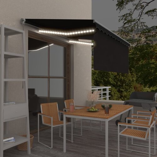 VidaXL Tenda na ručno uvlačenje s roletom LED 3 5 x 2 5 m antracit Slike