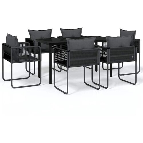  7-dijelni vrtni blagovaonski set crni Crna Dužina stola 140 cm Slike