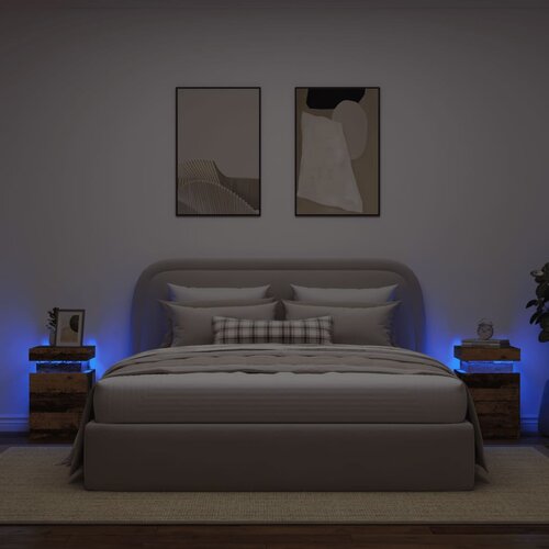 vidaXL Nočna omarica z LED 2 kosa starinski les 35x39x55 cm inž. les Cene