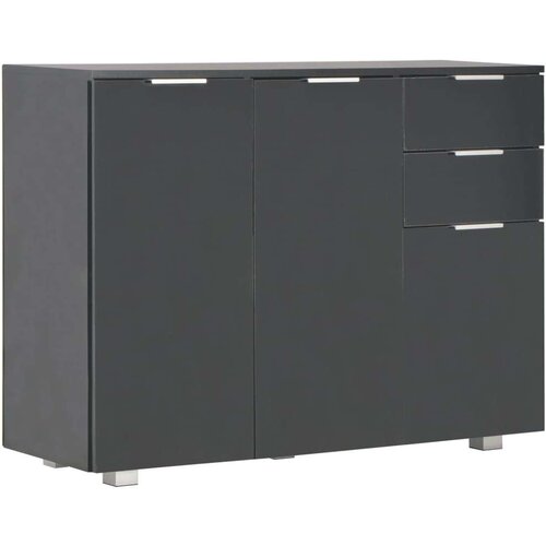  Komoda visoki sjaj crna 107x35x80 5 cm Slike