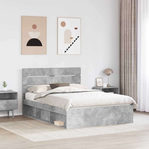  Okvir za krevet Beton 140 x 190 cm Čvrsto borovo drvo Slike
