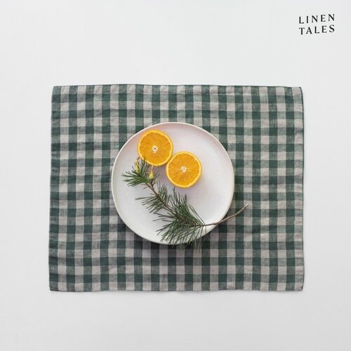 Linen Tales Lanen pogrinjek 35x45 cm Forest Green Gingham &amp;ndash; Slike