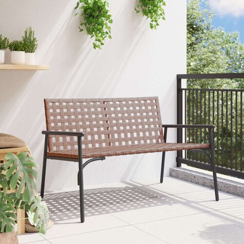  Vrtna Klupa Crna 113x79x75 cm Poli Ratan Slike