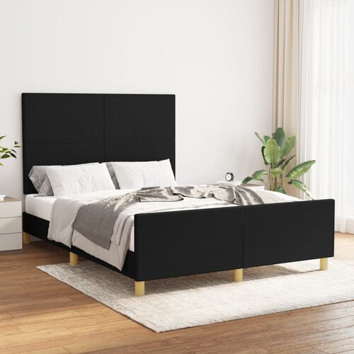 VidaXL Okvir za krevet s uzglavljem crni 140 x 200 cm od tkanine Slike