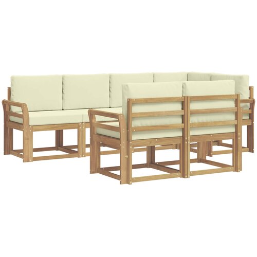 vidaXL Zunanja garnitura za sedenje 7 pcs Bela in krem Poliester, (5000282366) Cene