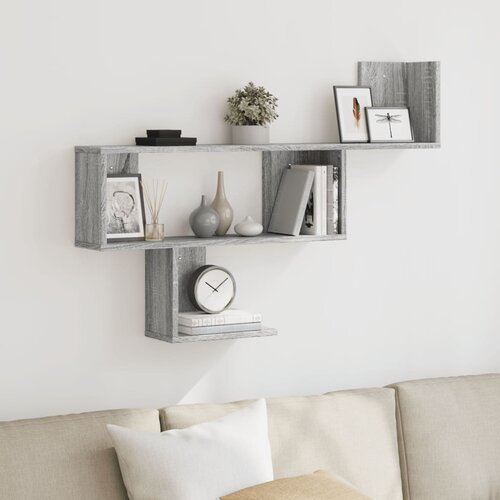 vidaXL Stenska polica siva sonoma 100x15x70 cm inženirski les Cene