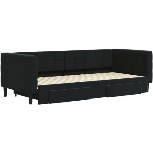 VidaXL Dnevni krevet na razvlačenje s ladicama crni 90 x 200 cm bar&amp;scaron;un Slike