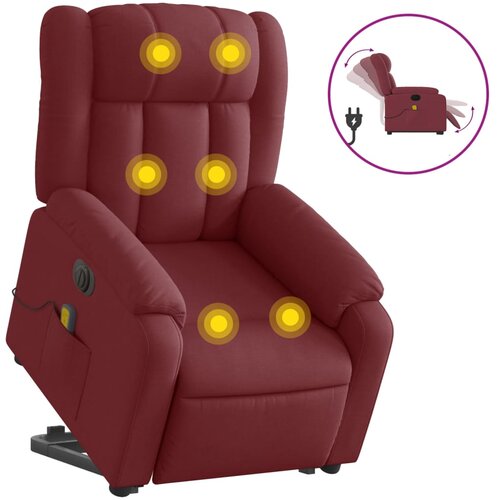 vidaXL Električni masažni naslanjač s funkcijo vstajanja vinsko rdeč, (20927136) Cene