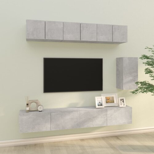 The Living Store Komplet TV omaric 6-delni betonsko siv inženirski les - Komplet TV Omaric, (21374678) Cene