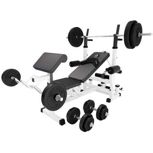 Olimp Sport Multifunkcionalna benč klupa dodacima za vežbanje i tegovima 100 kg (Bela) Cene
