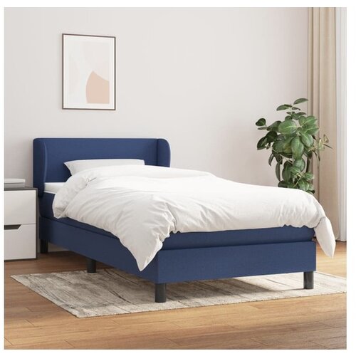 VidaXL Box spring postelja z vzmetnico modra 90x190 cm blago Slike