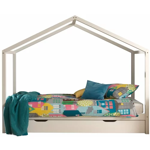 Vipack Bijeli dječji krevet od masivnog bora u obliku kućice/s dodatnim ležajem s prostorom za odlaganje 90x200 cm DALLAS –
