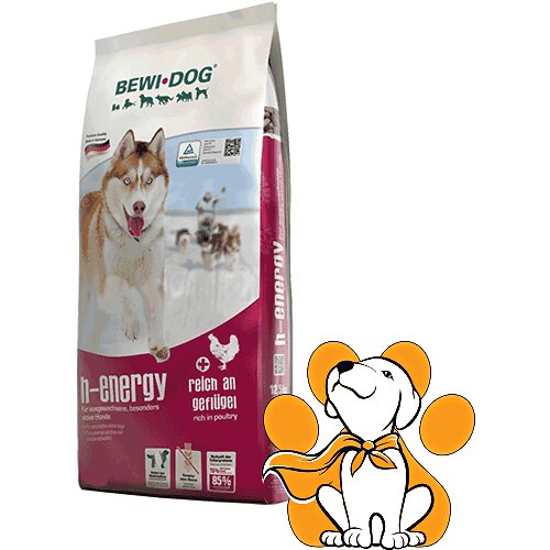 Bewi Dog H-Energy 25kg, Lako Svarljiva Hrana Za Odrasle i Visoko Aktivne Pse Slike