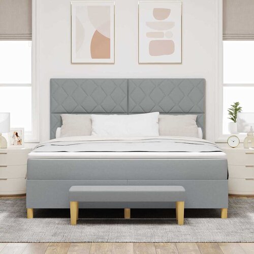  Krevet s opruga kutije Svjetlosiva 200 x 180 cm tkanina Slike