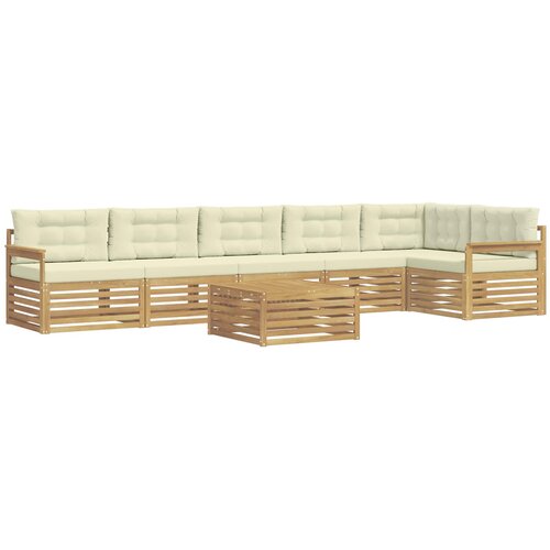 vidaXL Zunanja garnitura za sedenje z blazino 7 pcs Bela in krem, (5000272236) Cene