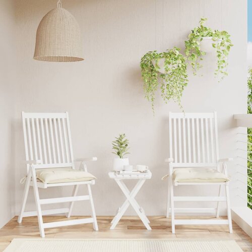 VidaXL Blazine za stole 2 kosa kremno bele 40x40x7 cm oxford tkanina Slike