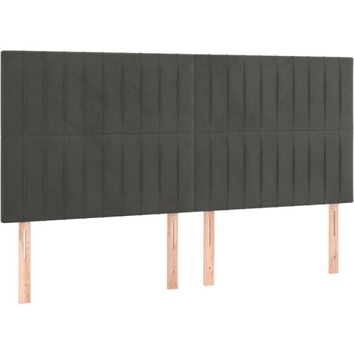 VidaXL Posteljno vzglavje 4 kosa temno siv 90x5x78/88 cm žamet, (20792549) Slike