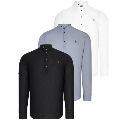 Dewberry TRIPLE SET G783 JUDGE COLLAR SHIRT-BLACK-WHITE-GREY Slike