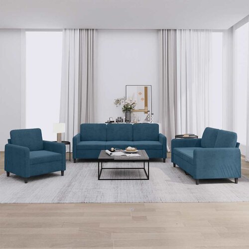 VidaXL 3-dijelni set sofa plavi bar&amp;scaron;unasti Slike