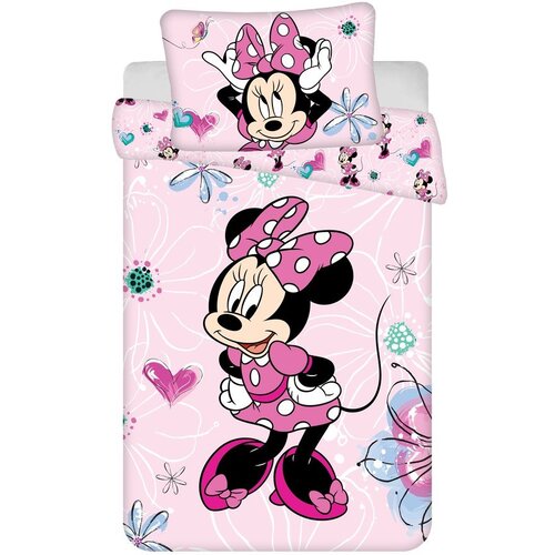 Jerry Fabrics Ružičasta pamučna dječja posteljina za dječji krevetić 100x135 cm Minnie Flowers &amp;ndash; Slike