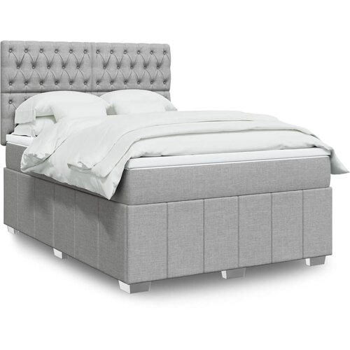 vidaXL Box spring postelja z vzmetnico svetlo siva 140x200 cm blago Cene
