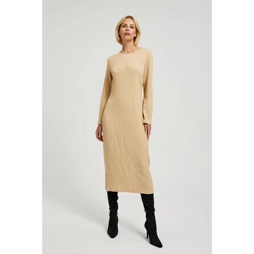 Moodo Women's long-sleeved midi dress - beige