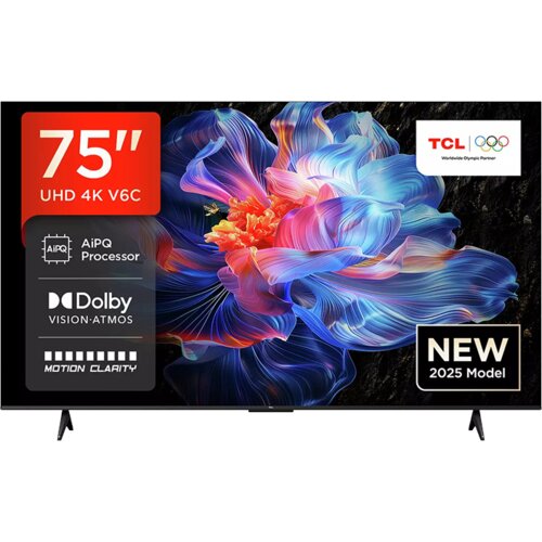 Tcl 75&amp;quot;V6C 4K TV Google OS HDR10 HVA Panel Motion Clarity Dolby Audio; AiPQ Processor; Slike