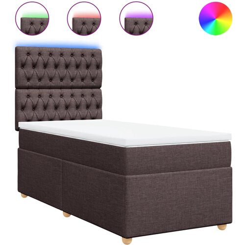 VidaXL Box spring postelja z vzmetnico temno rjav 90x190 cm blago, (21291136) Slike