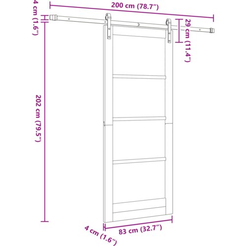 vidaXL Klizna Vrata s Hardverom Bijela 83x202 cm Čvrsti Bor Cijene