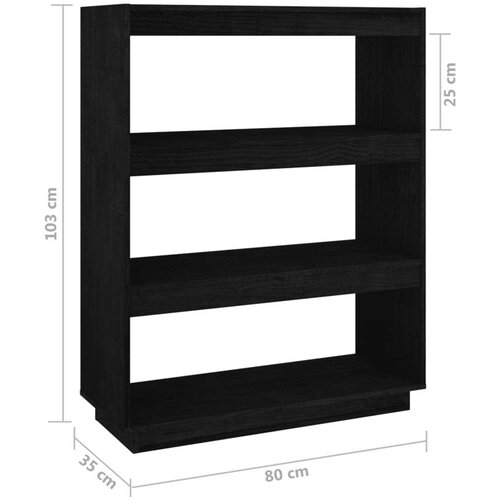 vidaXL knjižna omara za razdelitev prostora črna 80x35x103 cm borovina Cene