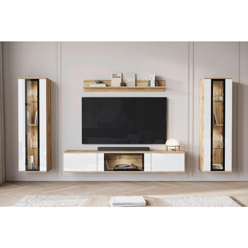 Livetastic DNEVNI REGAL, hrast wotan, bela, visoki sijaj Slike