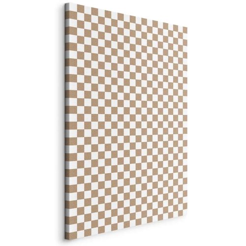  Slika - Checkerboard Pattern - Brown-White Grid with a Subtle Noise 40x60 Na talijanskom platnu Cijene