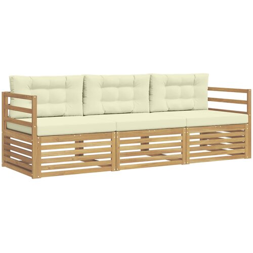  Set vanjskih sofa 3 kom. Bijela i krem Poliester Slike