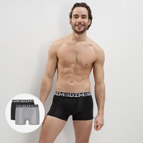 DIM COTTON 3D FLEX AIR BOXER 2x - Men&amp;#039;s boxers 2pcs - grey - black Slike