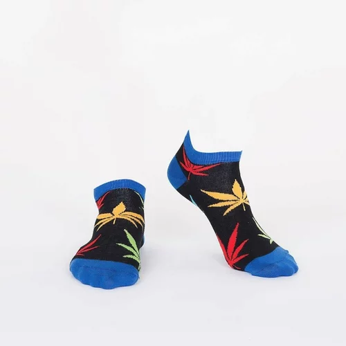 Fasardi Black short women's socks with colorful leaves