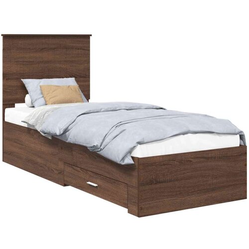  Okvir za krevet Smeđi hrast i srebrna 75 x 190 cm Slike